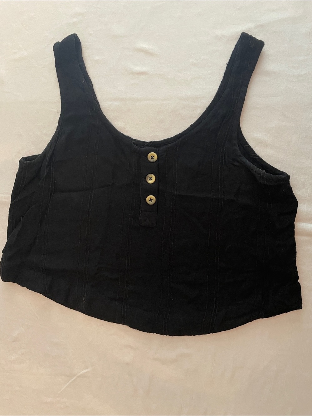 Rip Curl Black Ribbed Crop Tank with Button Placket So Cute!!